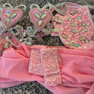 The Lumi Shop Pink Heart Goddess Full Festival Outfit NWT